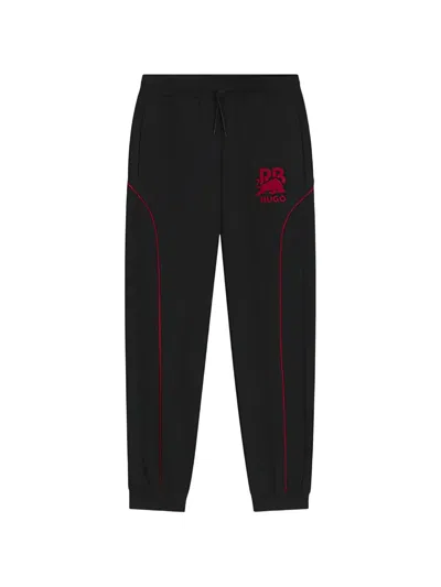 Hugo Boss X Rb Logo-embroidered Track Pants In Black