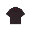 Hugo Boss X Rb Oversize-fit Shirt With Printed Pattern In Brown