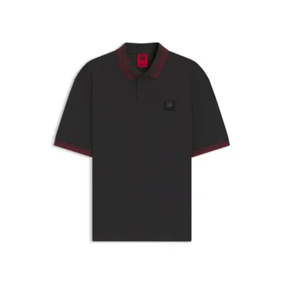 Hugo Boss X Rb Polo Shirt With Bull Logo Patch In Black