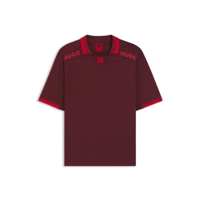 Hugo Boss X Rb Polo Shirt With Tipping And Logos In Brown
