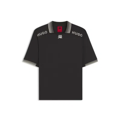 Hugo Boss X Rb Polo Shirt With Tipping And Logos In Brown