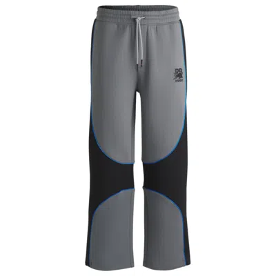 Hugo Boss X Rb Tracksuit Bottoms With Piping Details In Grey