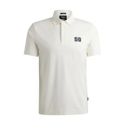 Hugo Boss Boss X Shohei Ohtani Cotton Polo Shirt With Monogram Embroidery In White