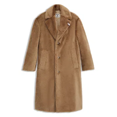 Hugo Boss X Steiff Coat In Textured Wool And Cotton In Sand