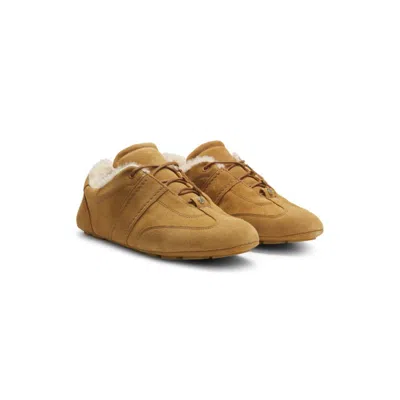 Hugo Boss X Steiff Fur-trim Trainers In Suede In Brown