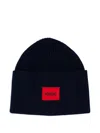 Hugo Boss Beanie Hat With Logo In Blue