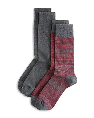 Hugo Boss Yarn Effect Crew Dress Socks, Pack Of 2 In Medium Grey