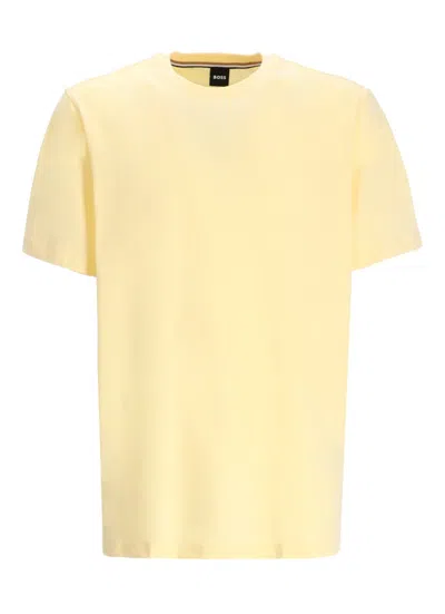 Hugo Boss Crew-neck Cotton T-shirt In Yellow