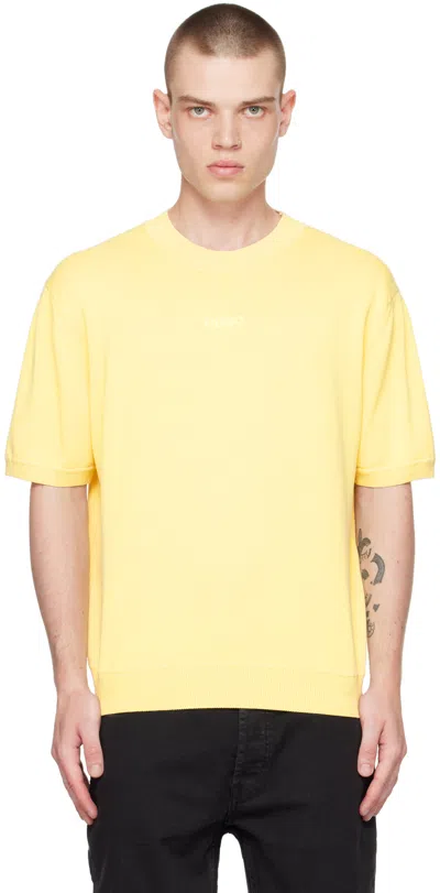 Hugo Boss Yellow Embroidered Sweater In Light/pastel Yellow