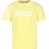 Hugo Boss Boss Teen Boys Yellow Cotton T-shirt In Yellow