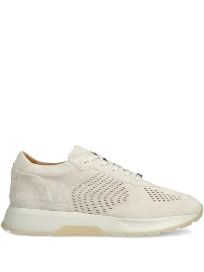 Hugo Boss Zac Perforated Suede Sneakers In Neutral