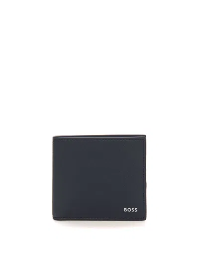 Hugo Boss Zair-4cc-coin Wallet Medium Size In Blue