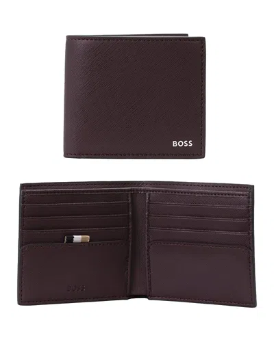 Hugo Boss Zair Bifold Wallet In Open Red