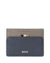 Hugo Boss Zair Faux-leather Card Holder In Medium Blue