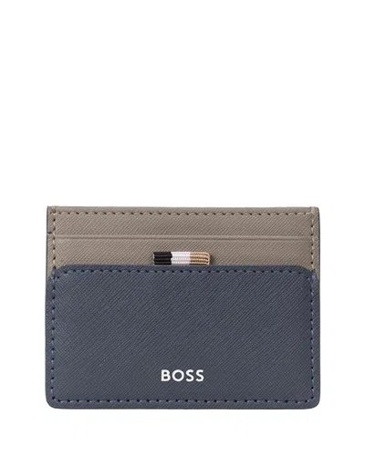 Hugo Boss Zair Faux-leather Card Holder In Blue