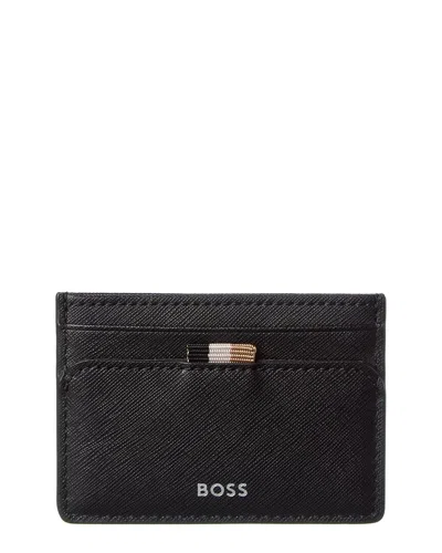 Hugo Boss Zair Leather Card Holder In Black