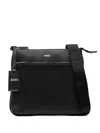 Hugo Boss Zair Leather Crossbody Bag In Black