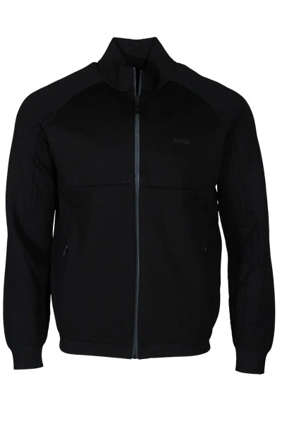 Pre-owned Hugo Boss Zandiro Men's Full Zip Sweater In Black 50504950 001