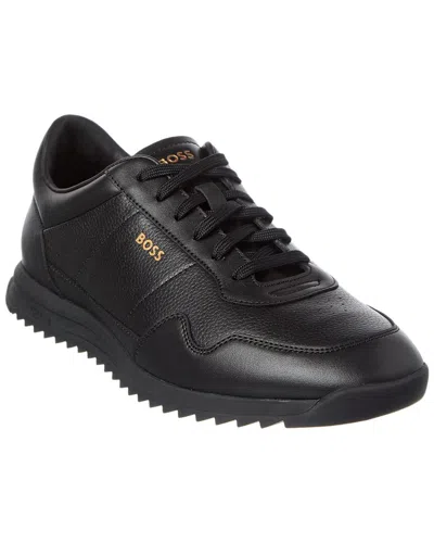 Hugo Boss Zayn Leather Sneaker In Black