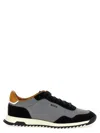 Hugo Boss Textured-fabric Lace-up Trainers With Suede Trims In Gray