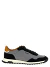 Hugo Boss Textured-fabric Lace-up Trainers With Suede Trims In Gray