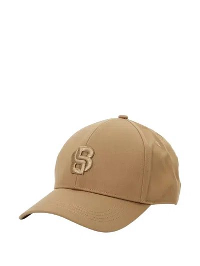Hugo Boss Zed-b Logo Embroidery Curved Peak Hat In Brown