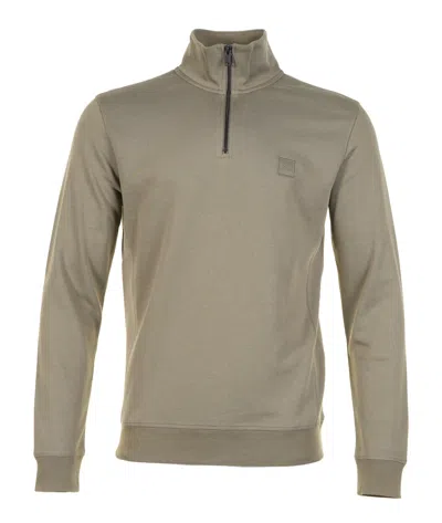 Hugo Boss Zetrust Quarter Zip Open Green