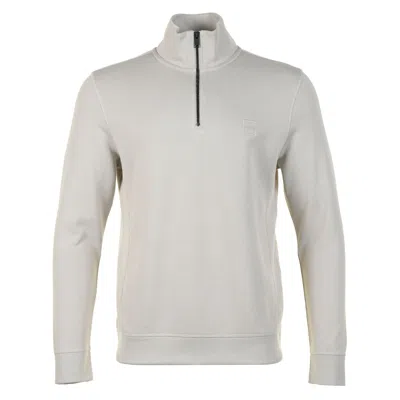 Hugo Boss Zetrust Quarter Zip Sweatshirt 070 Open Grey In White