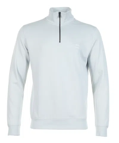 Hugo Boss Zetrust Quarter Zip Sweatshirt Pastel Grey In Gray