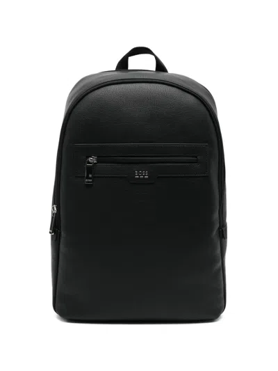 Hugo Boss Zip Backpack In Black