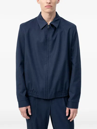 Hugo Boss Zip Bomber Jacket In Blue