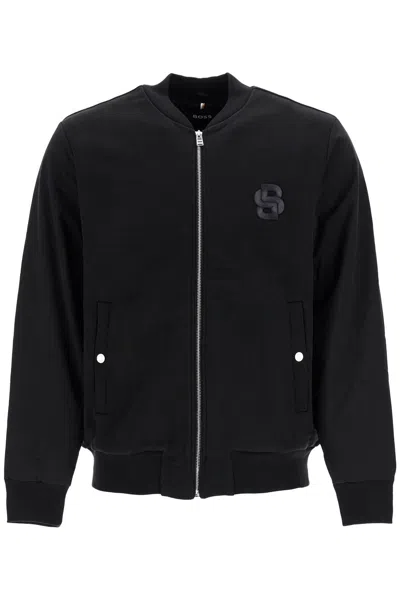Hugo Boss Zip Bomber Sweatshirt C Salieri 23 In Black