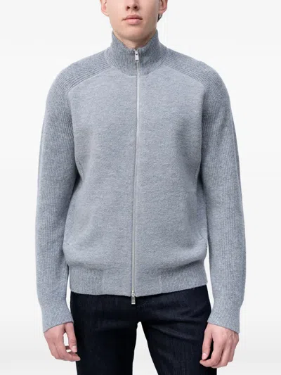 Hugo Boss Zip Cardigan In Gray