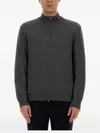 Hugo Boss Zip Cotton Cardigan In Gray