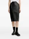 Hugo Boss Zip-detail Leather Midi Skirt In Black