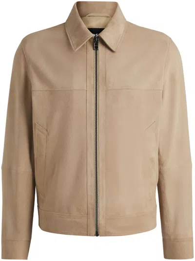 Hugo Boss Zip-down Jacket In Neutrals