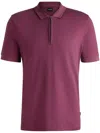 Hugo Boss Structured-cotton Polo Shirt With Zip Placket In Purple