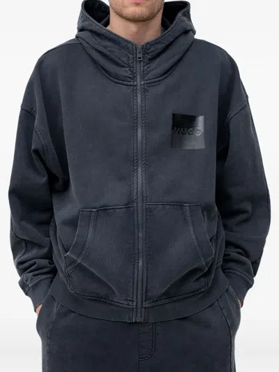 Hugo Boss Zip-fastening Hoodie In Blue