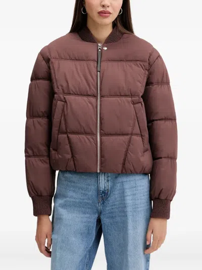 Hugo Boss Zip-fastening Padded Jacket In Brown