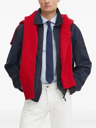 Hugo Boss Zip-fastening Patch-pocket Jacket In Blue