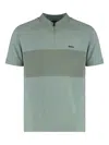 Hugo Boss Cotton Blend Sport Polo With Zip Collar In Green
