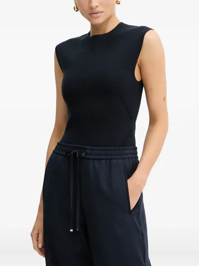 Hugo Boss Zip-fastening Sleeveless Blouse In Blue