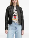 Hugo Boss Zip-front Leather Jacket In Black