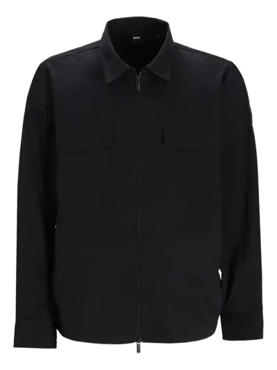 Hugo Boss Zip-front Pocket Shirt In Black
