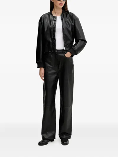 Hugo Boss Zip-front Ribbed-cuff Jacket In Black