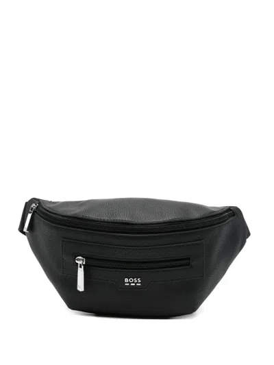 Hugo Boss Zip Logo Belt Bag In Black