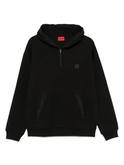 Hugo Boss Zip-neck Hoodie In Black