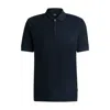 Shop Hugo Boss Zip-neck Knit Polo Shirt With Waffle Structure In Blue