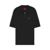 Hugo Boss Zip-neck Knit Polo With Stacked-logo Trim In Black
