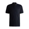 Hugo Boss Zip-neck Polo Shirt In Cotton And Cashmere In Blue